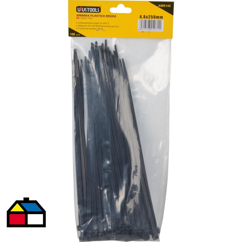 GRUPO UYUSA UYUSTOOLS - Amarra cables 4,8x250 mm Negro