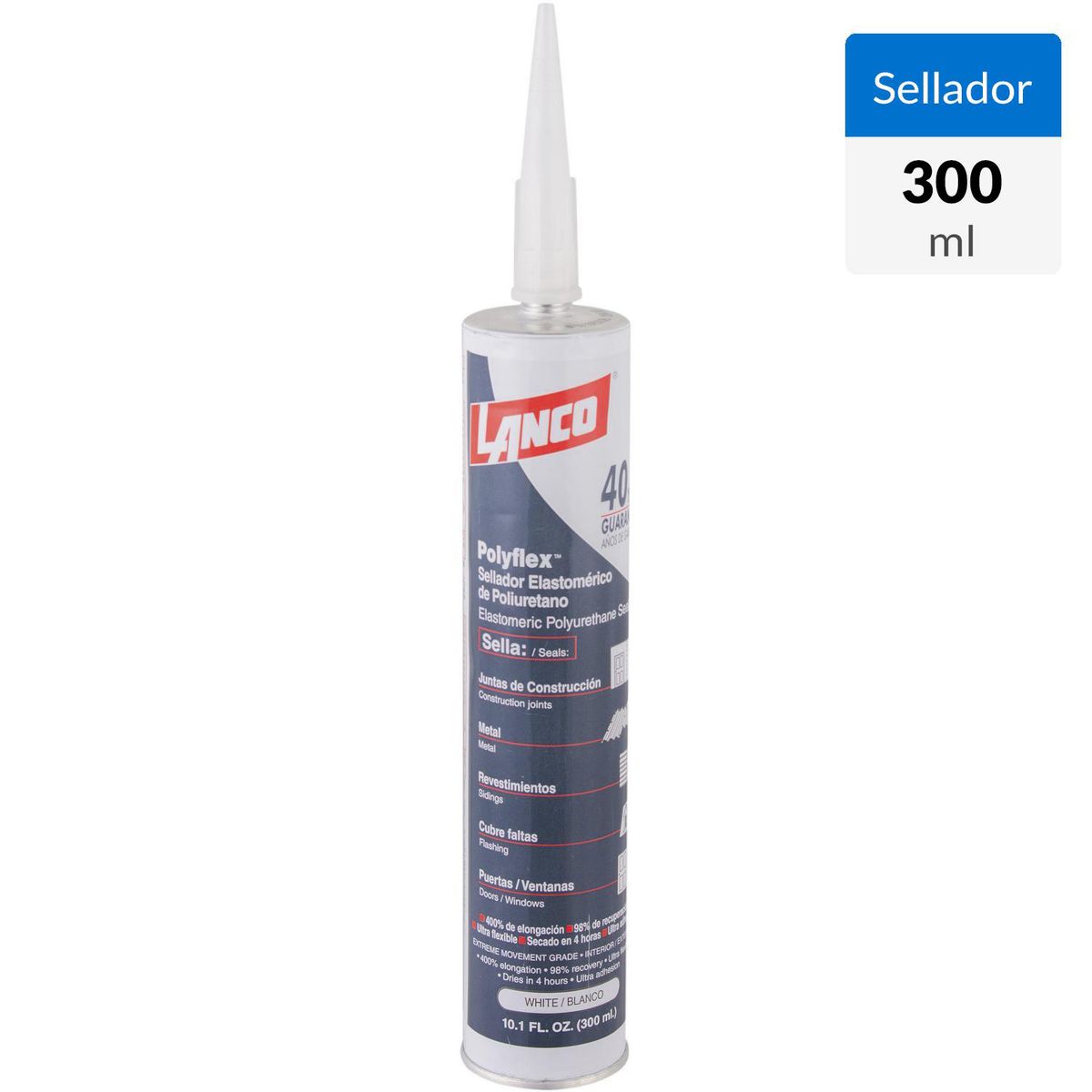 LANCO - Sellador Adhesivo Multiuso Lanco Blanco 300 ml Estructuras