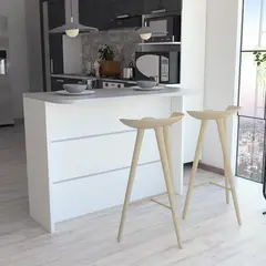 TUHOME - Isla de cocina 120x60x90 cm Gris/blanco