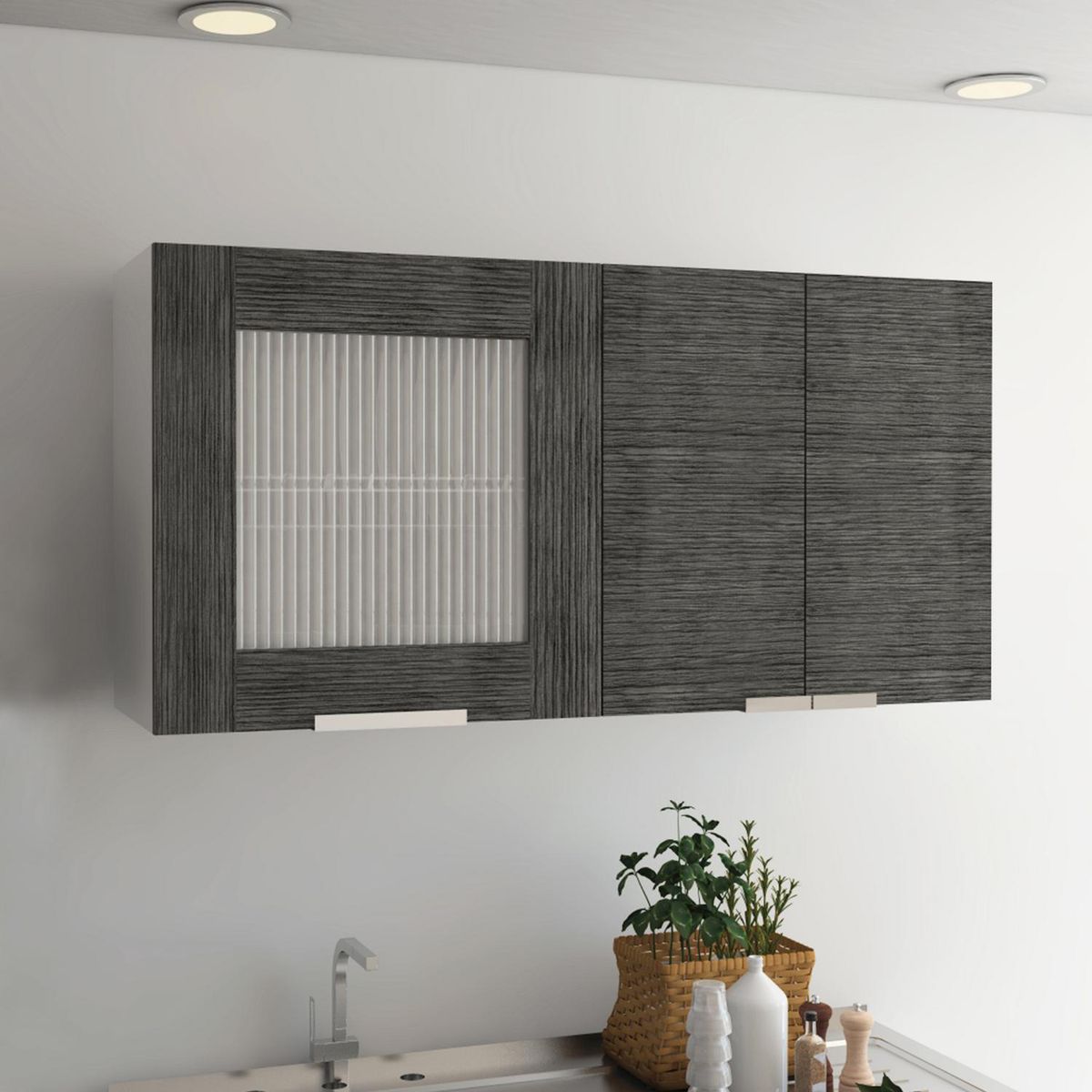 TUHOME - Mueble de cocina 120x33,5x60 cm Gris/blanco