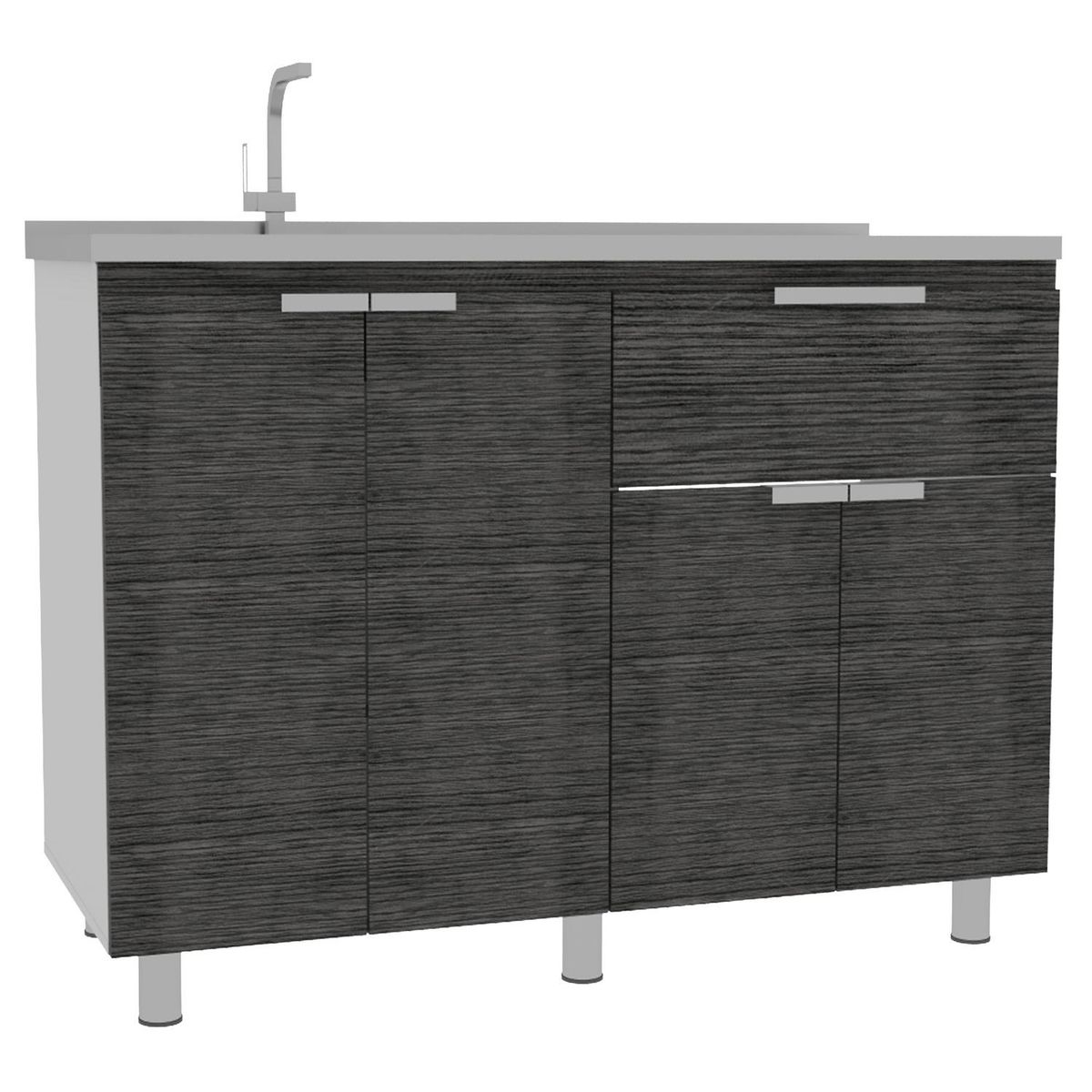 TUHOME - Mueble de cocina con lavaplatos 120x51,5x88 cm Gris/blanco