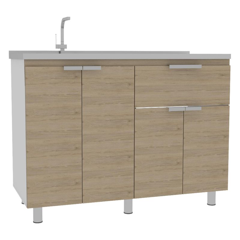 TUHOME - Mueble de Cocina con Lavaplatos 1 Cubeta(s) Izquierdo 120x88x51.5 cm Rovere/blanco