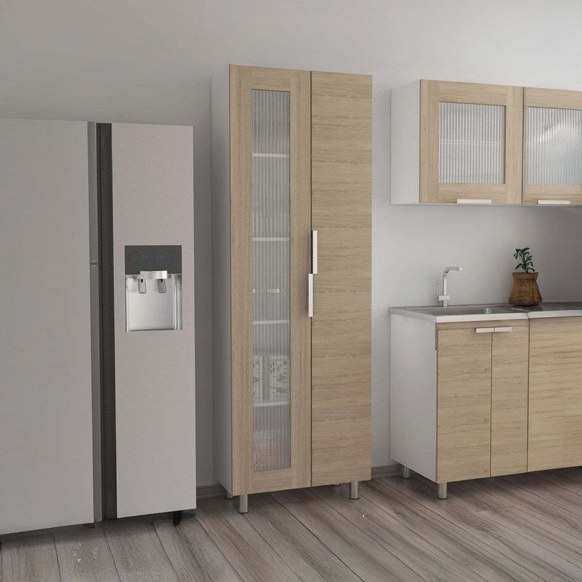 TUHOME - Despensa 70x35,8x205 cm Oak/blanco