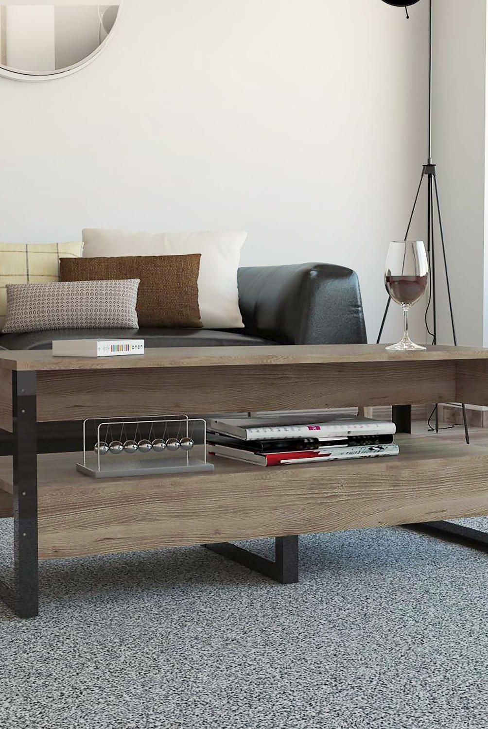 TUHOME - Mesa de centro 98x40,6x40,7 cm Miel