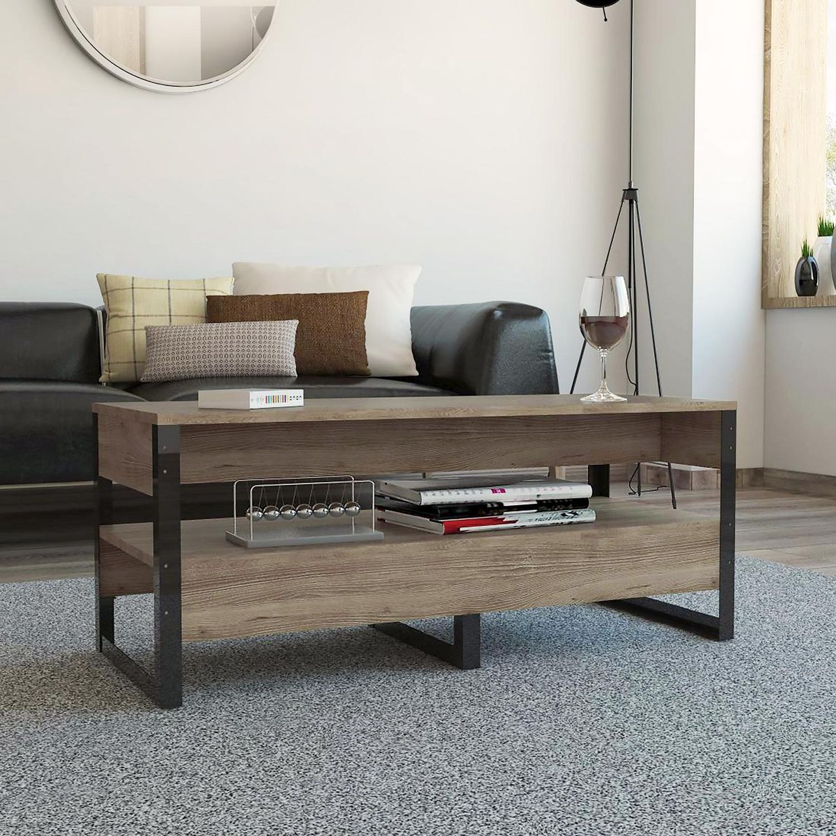 TUHOME - Mesa de centro 98x40,6x40,7 cm Miel