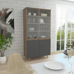 TUHOME - Vitrina 91,1x42,1x180 cm Miel/gris