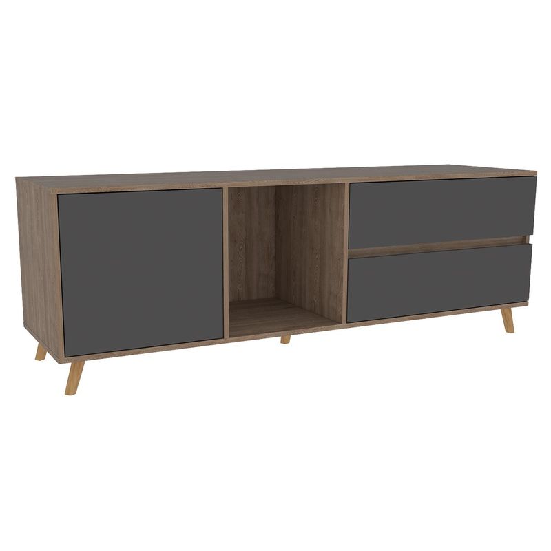 TUHOME - Rack de TV 60" 158,4x38x58,4 Miel/plomo