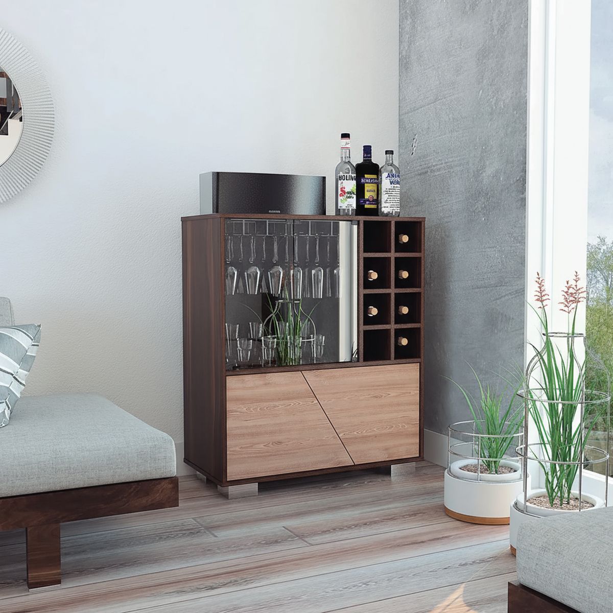 TUHOME - Bar Fraktal 78.8x94.9x40.3 cm Habano/miel