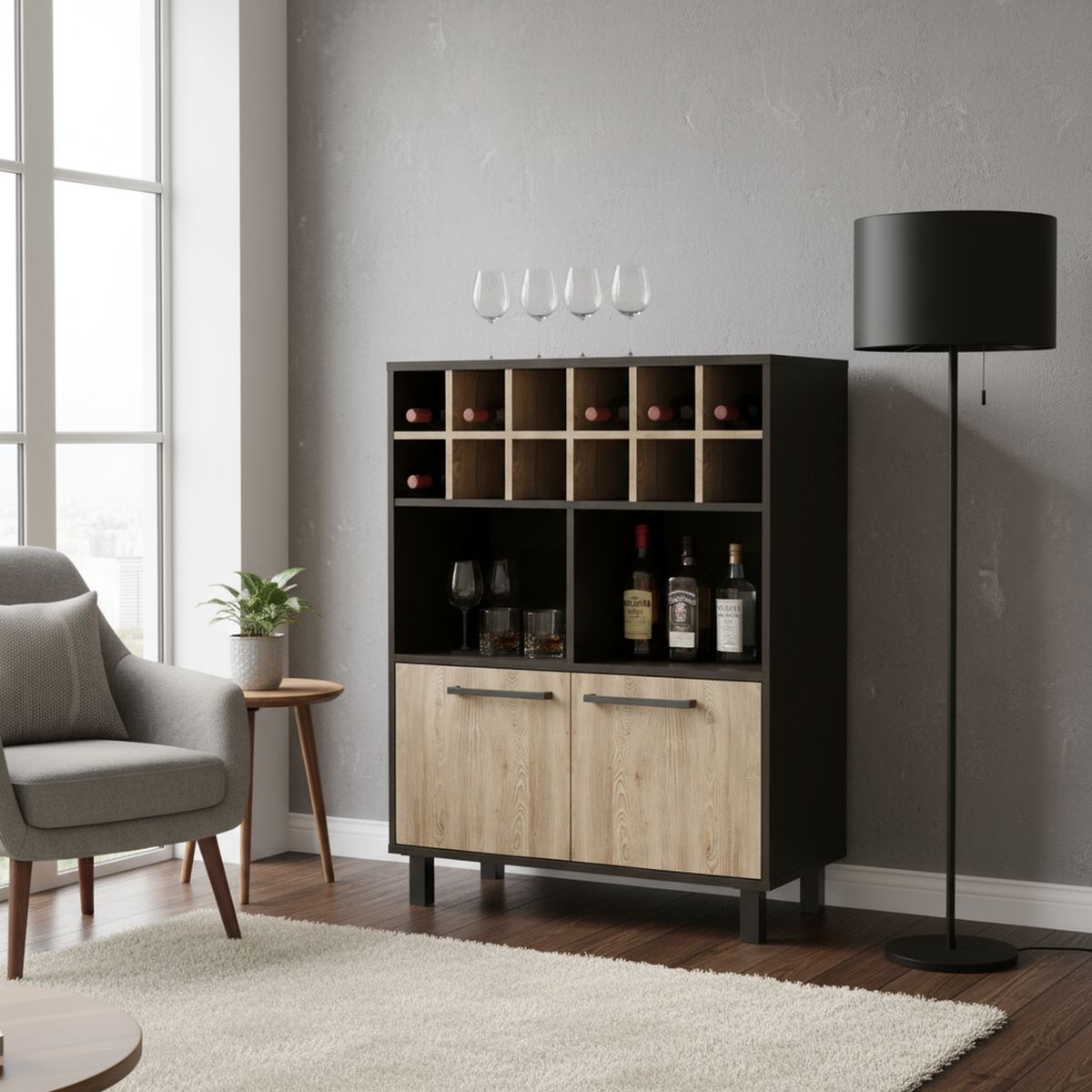 TUHOME - Bar Kaia 78.5x103x40.3 cm Wengue/miel