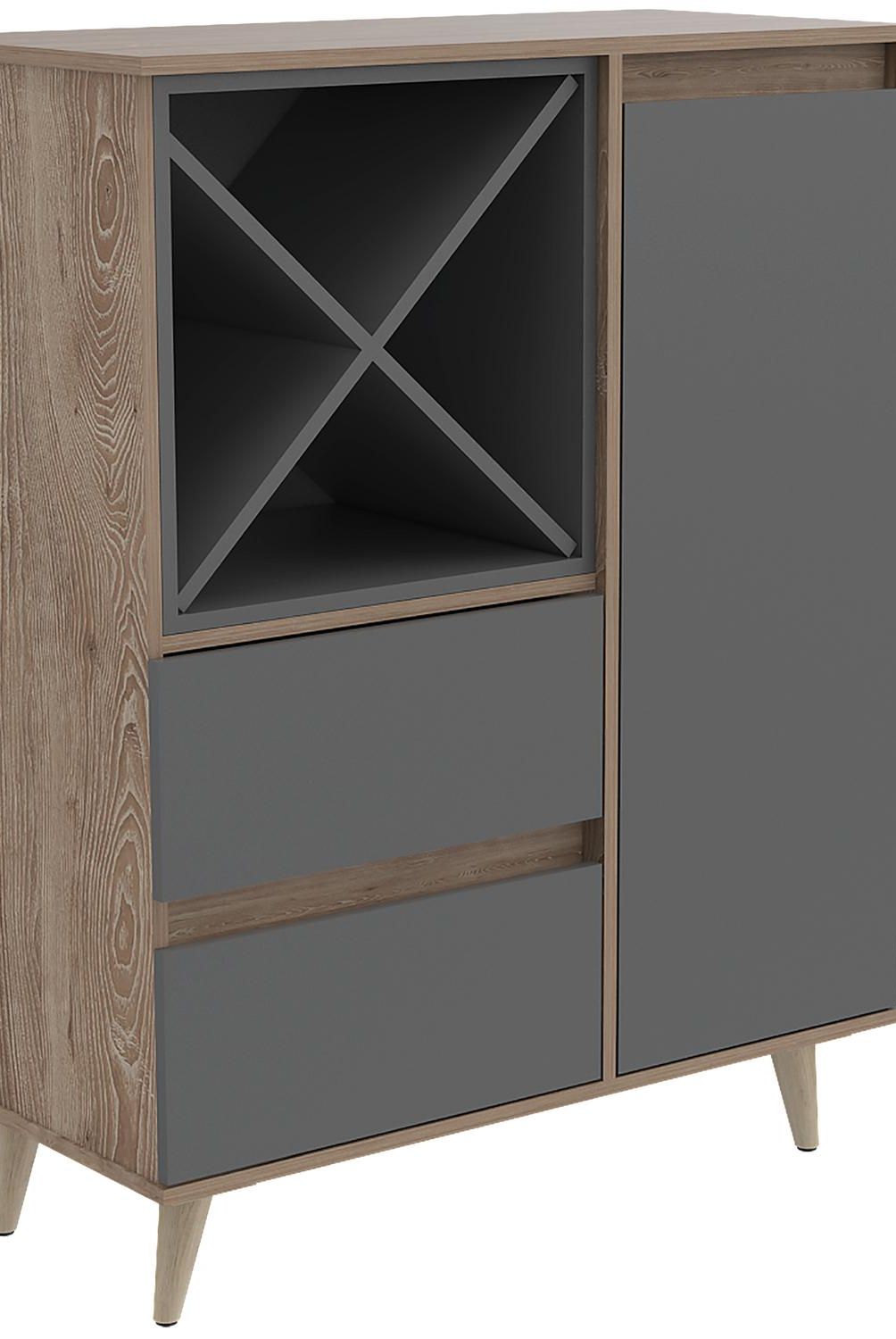 TUHOME - Bar 85,6x40x110 cm Miel/gris