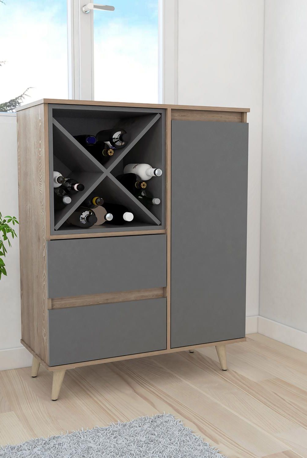 TUHOME - Bar 85,6x40x110 cm Miel/gris