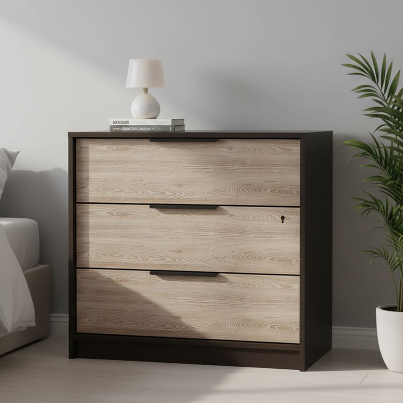 TUHOME - Cómoda 3 Cajón(es) KAIA 70x68.7x41.3 cm Wengue/miel