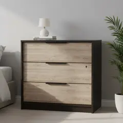 TUHOME - Cómoda 3 Cajón(es) KAIA 70x68.7x41.3 cm Wengue/miel