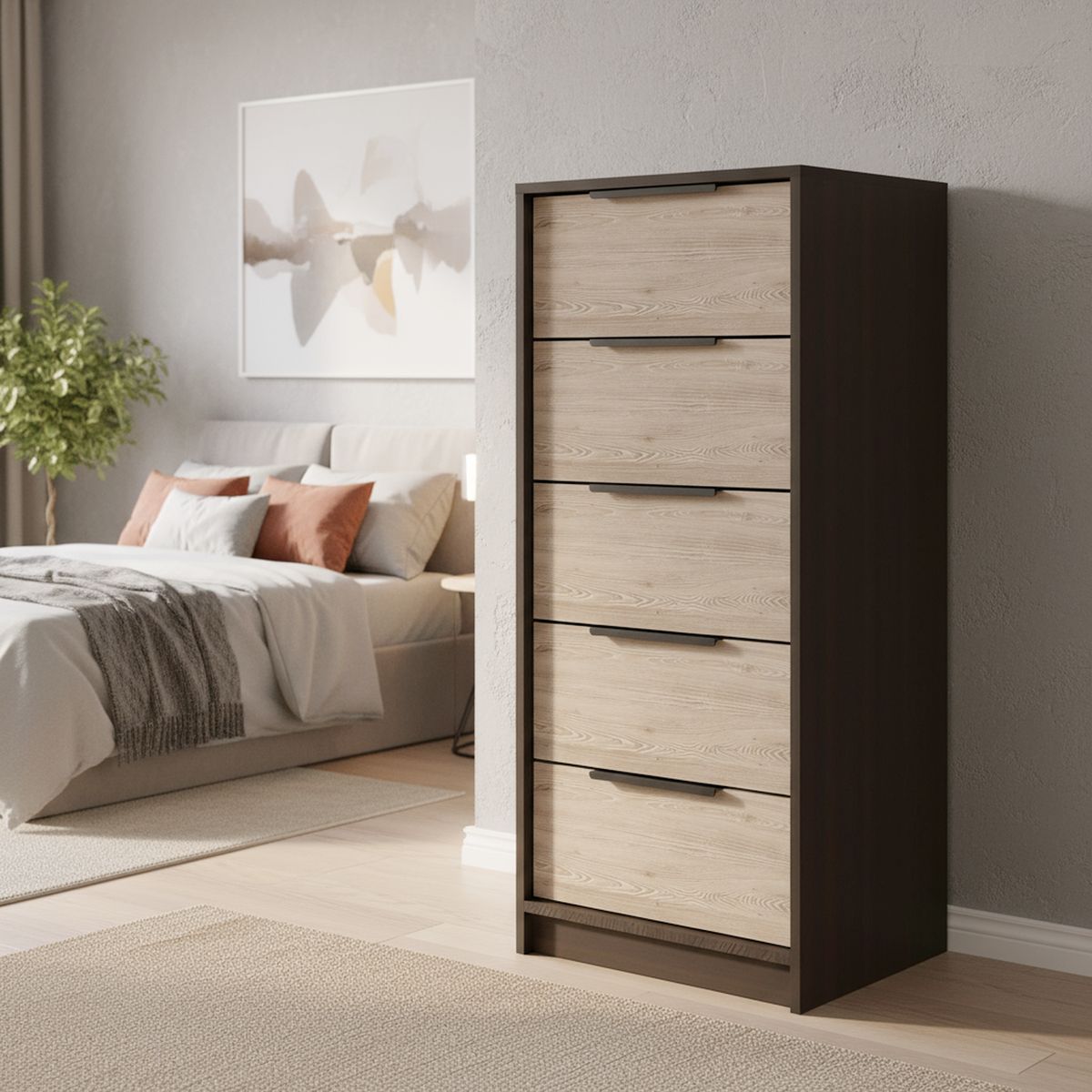 TUHOME - Cómoda 5 Cajón(es) KAIA 45x107x41.3 cm Wengue/miel