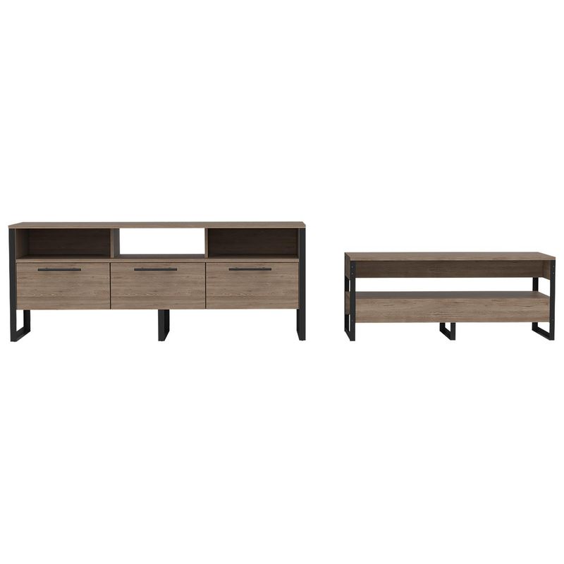 TUHOME - Rack TV + Mesa Centro 60 "  Miel 139.5x55x40.6 cm