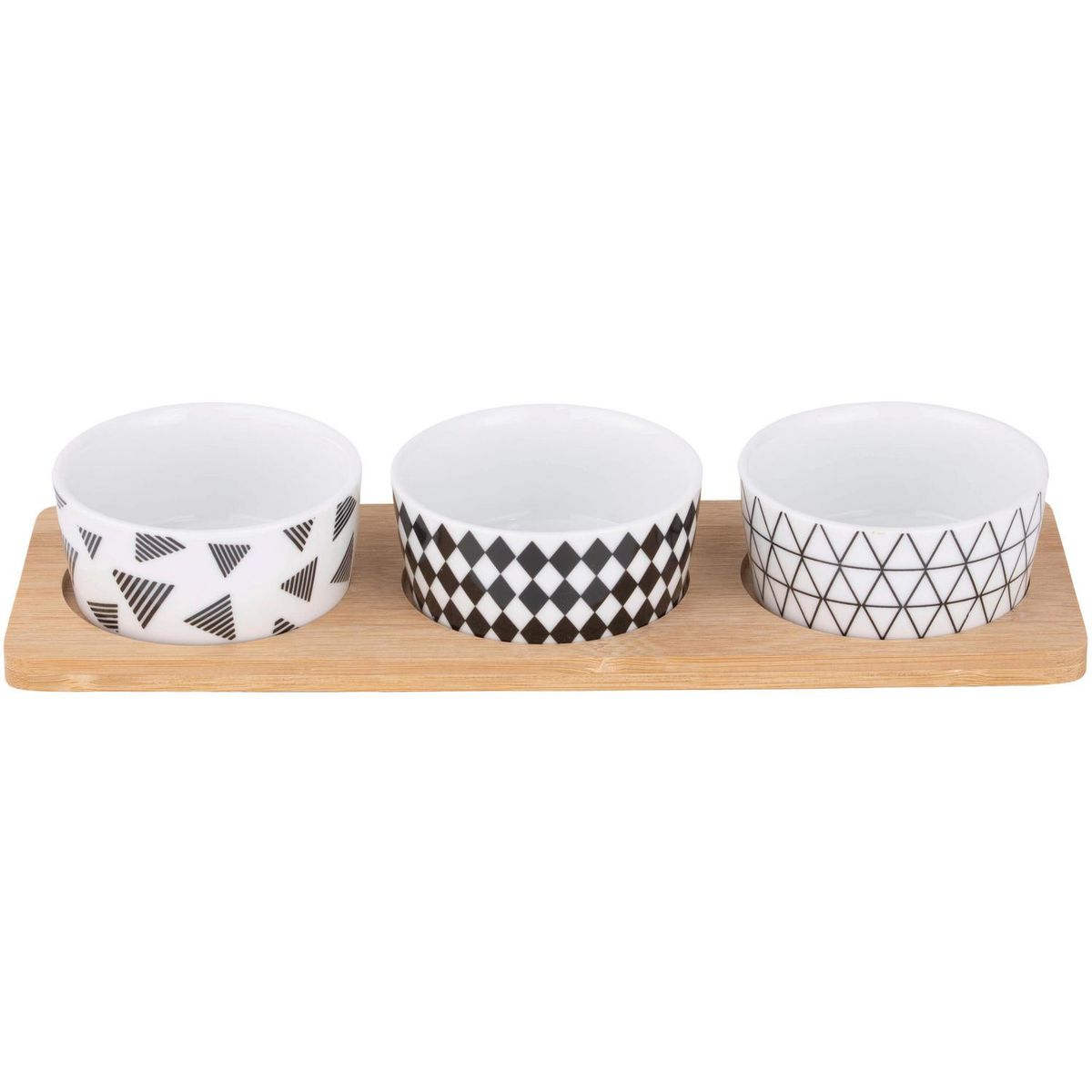 DECO EXPRESS - Set 3 bowl picoteo cerámica Blanco/negro