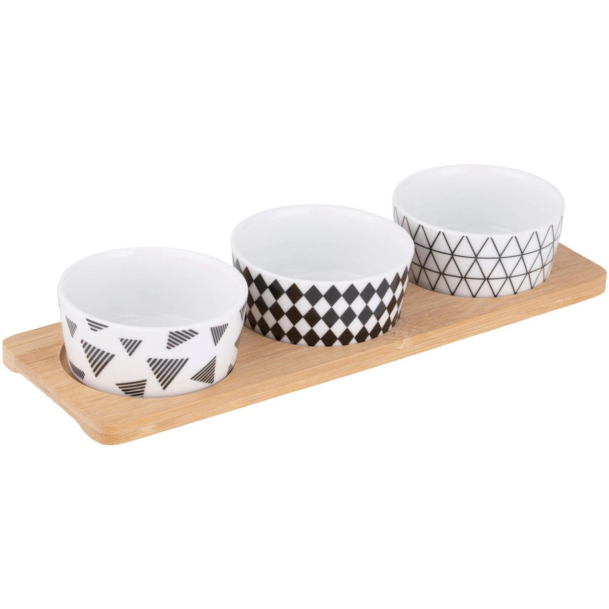 DECO EXPRESS - Set 3 bowl picoteo cerámica Blanco/negro