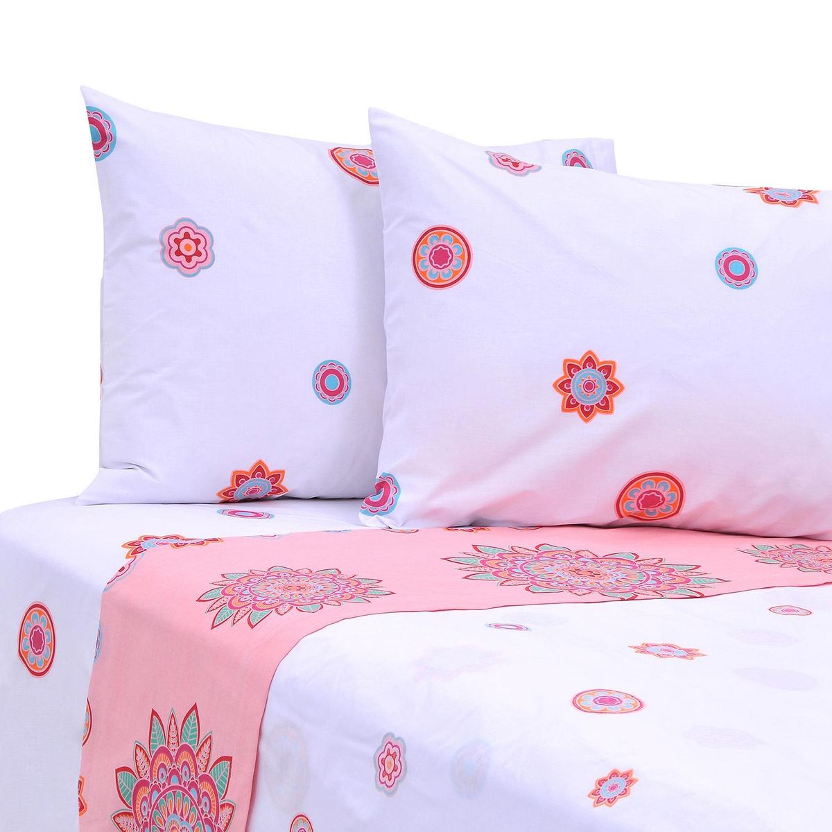 MASHINI - Juego de Sábanas Figures King 144 Hilos Colores