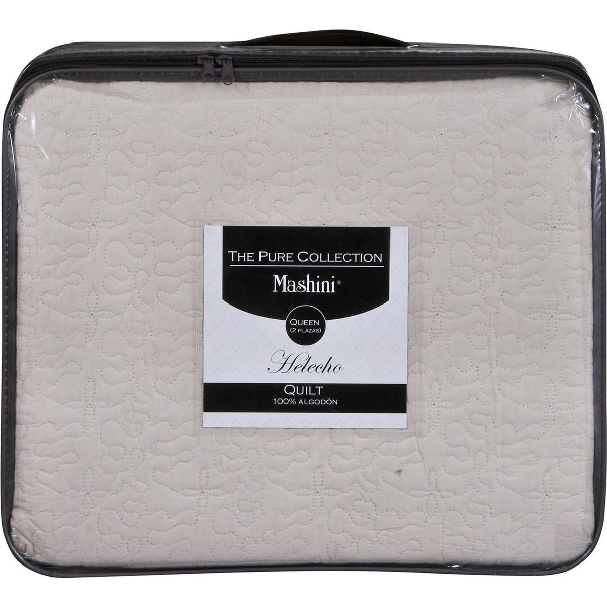 MASHINI - Cubrecama Quilt 2 plazas Algodon Crudo