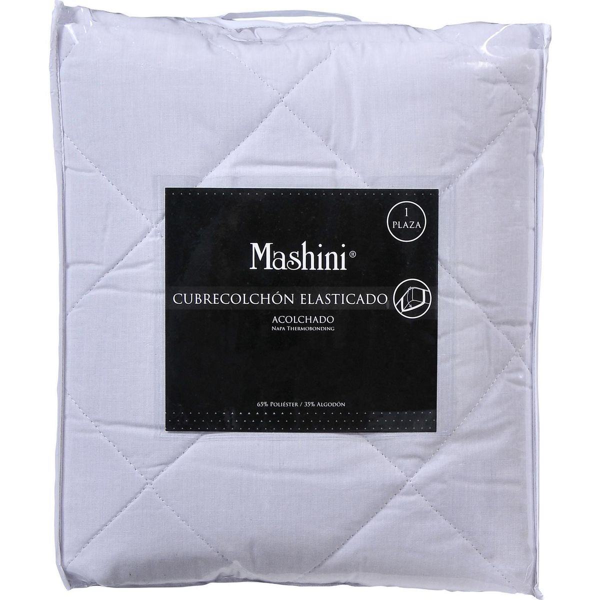 MASHINI - Cubrecolchón Elasticado 1.5 plazas Blanco
