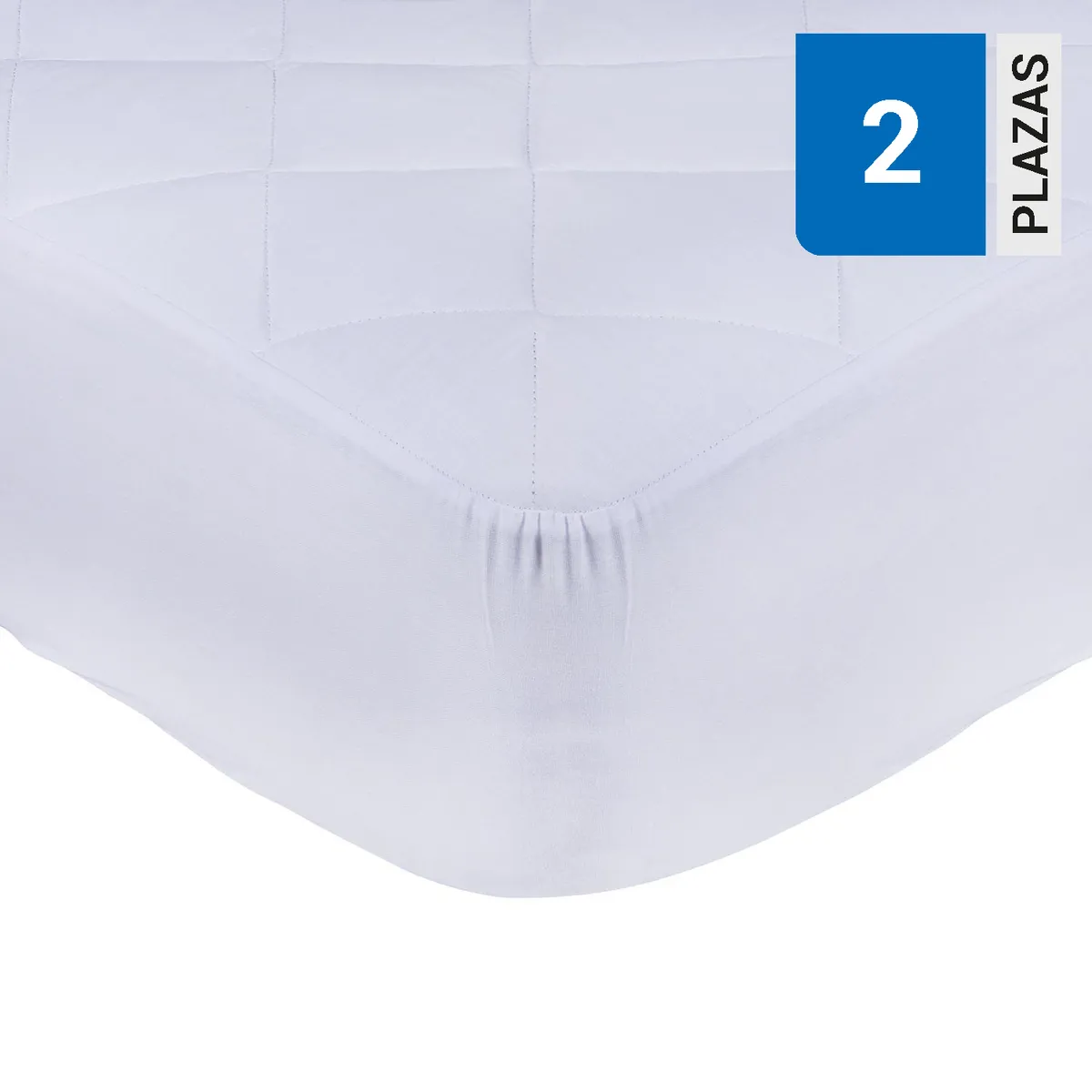 MASHINI - Cubrecolchón Elasticado 2 plazas Blanco