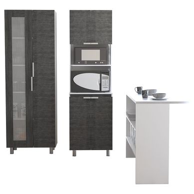Kit cocina 3 muebles oak/blanco