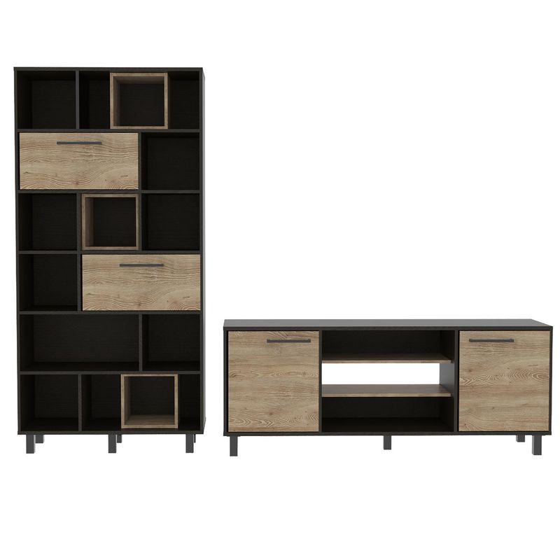 TUHOME - Set rack de TV 65" + estante wengue/miel