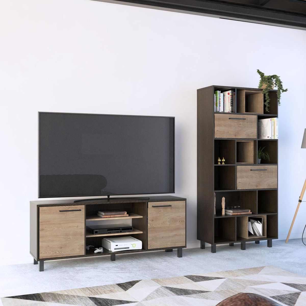 TUHOME - Set Rack De Tv 65" + Estante Wengue/Miel