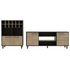 TUHOME - Set rack de TV 65" + bar wengue/miel
