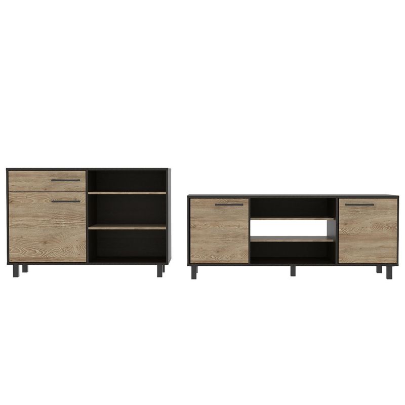 TUHOME - Set rack de TV 65" + buffet wengue/miel