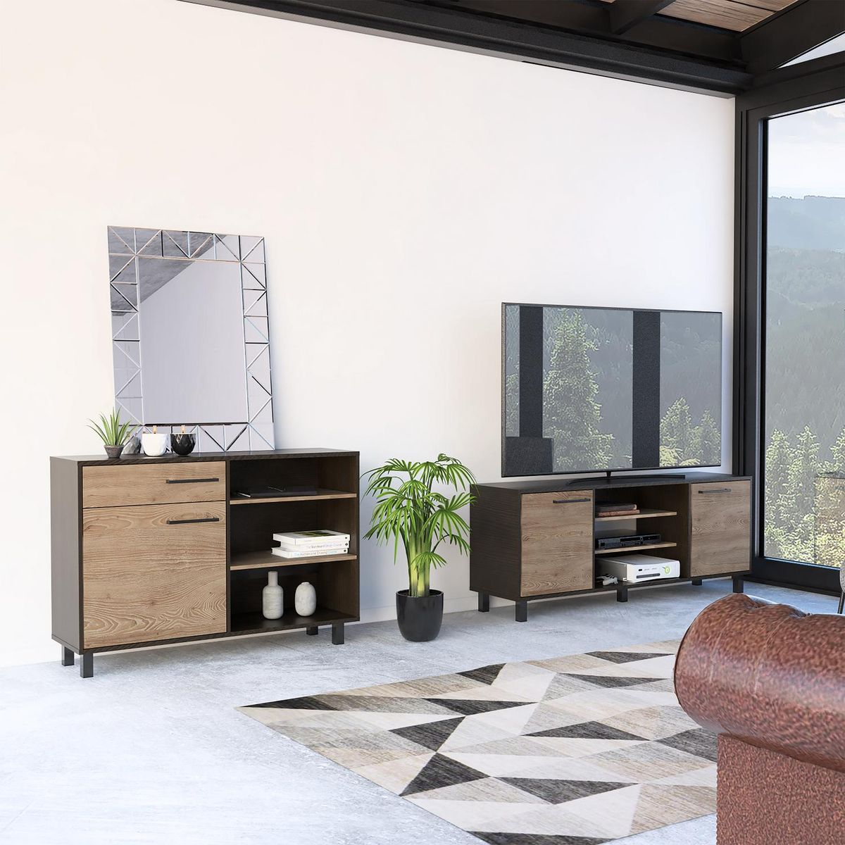 TUHOME - Set Rack De Tv 65" + Buffet Wengue/Miel