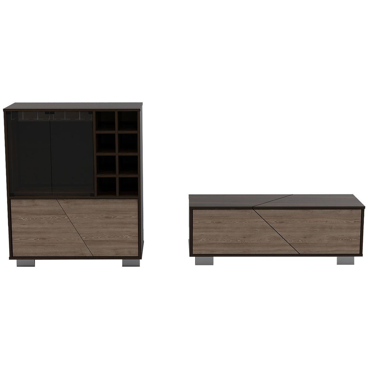 TUHOME - Combo Bar + Mesa de Centro Fraktal Habano/miel