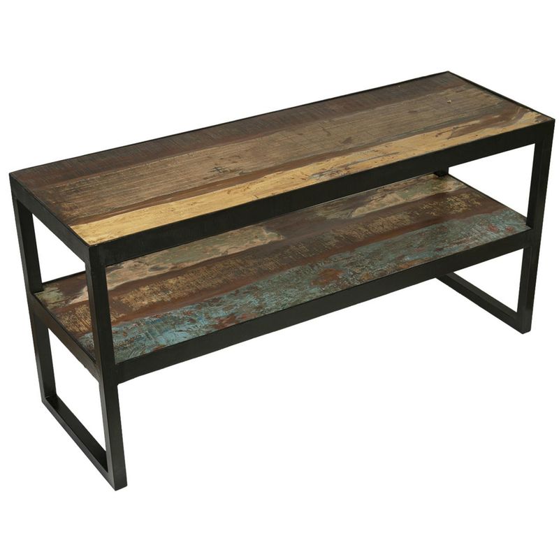 MEYA MUEBLES - Mesa Taj Madera y acero negro 40x120x60 cm