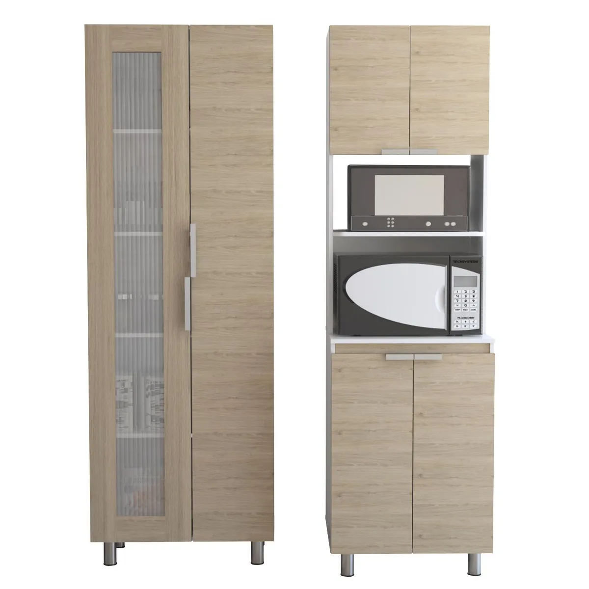 TUHOME - Set mueble microondas+despensa oak/blanco
