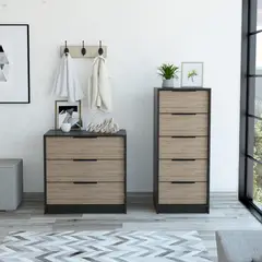 TUHOME - Set Cómodas 8 Cajón(es) Kaia 45x107.8x41.3 cm Miel/wengue