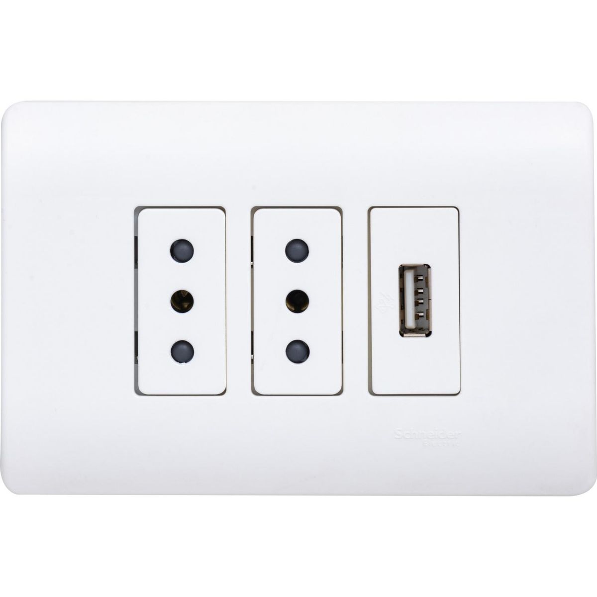 SCHNEIDER ELECTRIC - Tomacorriente doble 10 A + 1 USB 1A Gris