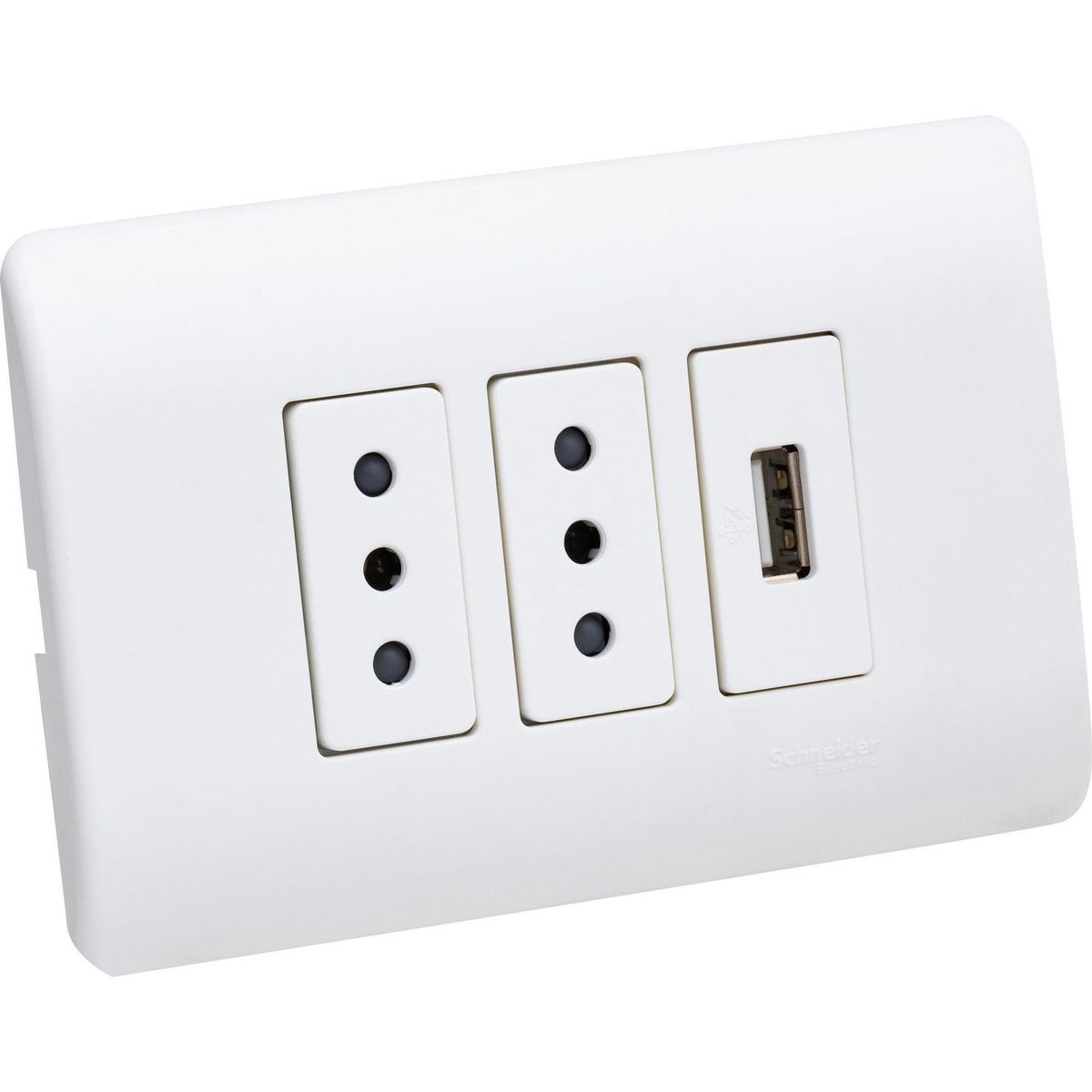 SCHNEIDER ELECTRIC - Tomacorriente doble 10 A + 1 USB 1A Gris