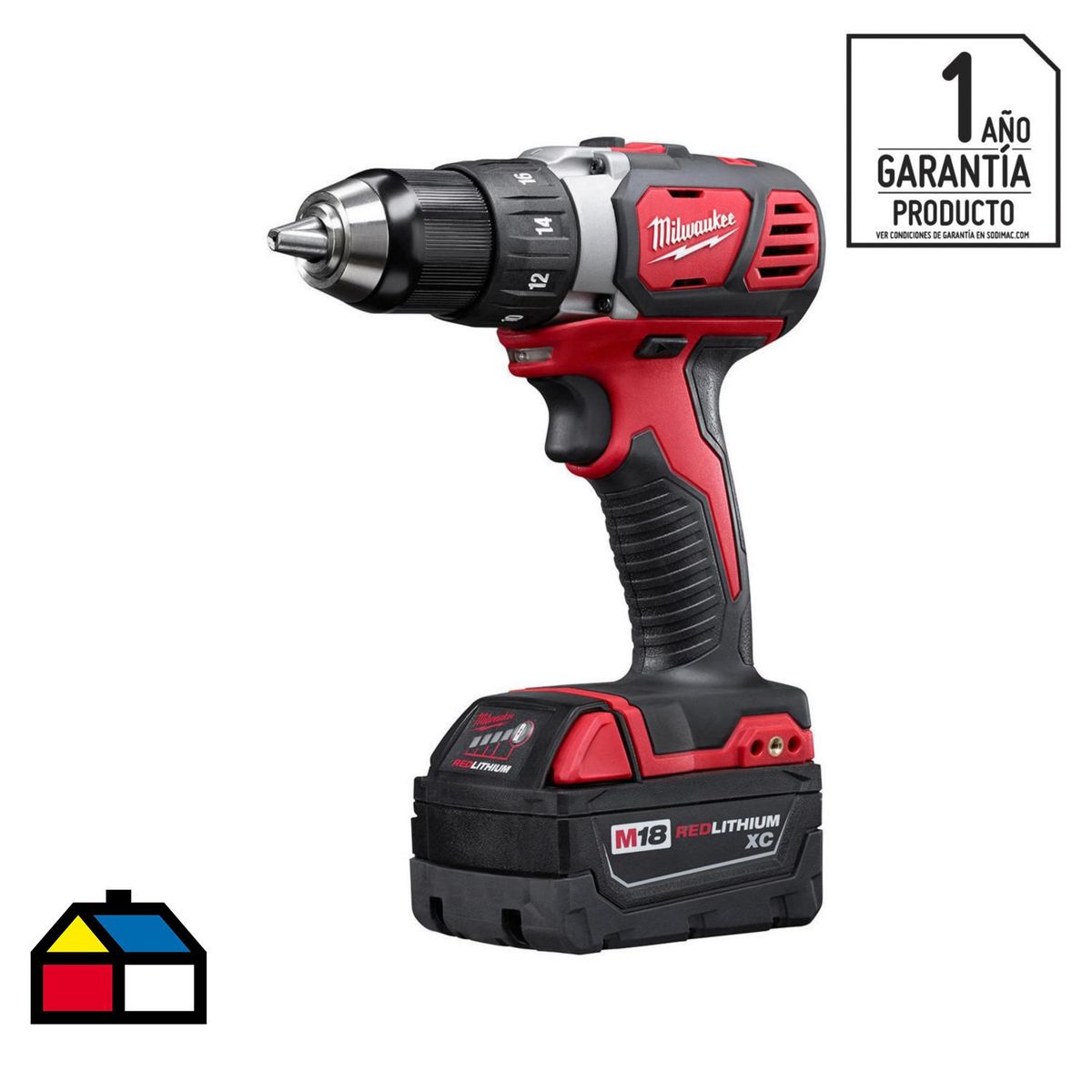 MILWAUKEE - Taladro inalámbrico atornillador 13 mm 18 V + 2 baterías