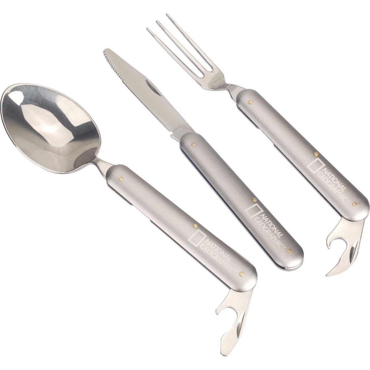 NATIONAL GEOGRAPHIC - Set de Cubiertos Picnic Acero Inoxidable Plateado