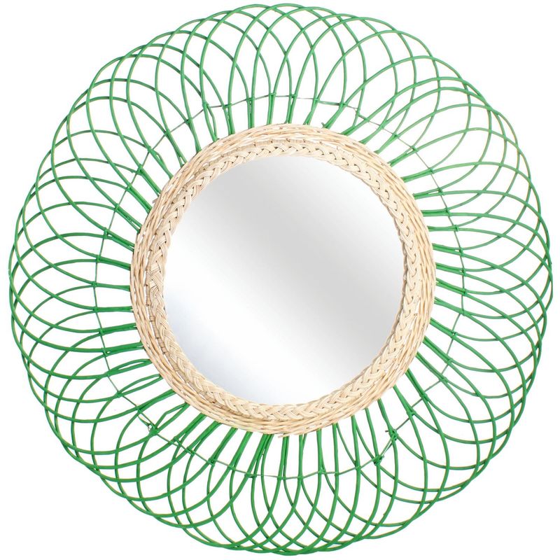 LA MIMBRESIA - Espejo sol de Arauco 80 cm verde