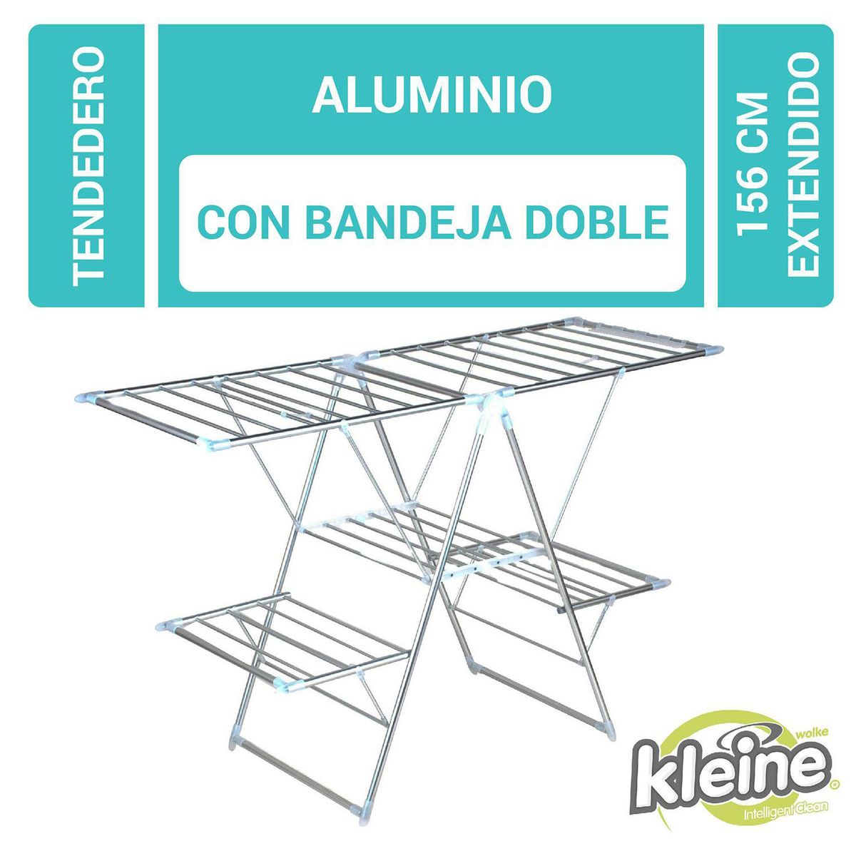 KLEINE WOLKE - Tendedero de Ropa Doble Piso Metal 156x61x97 cm Blanco