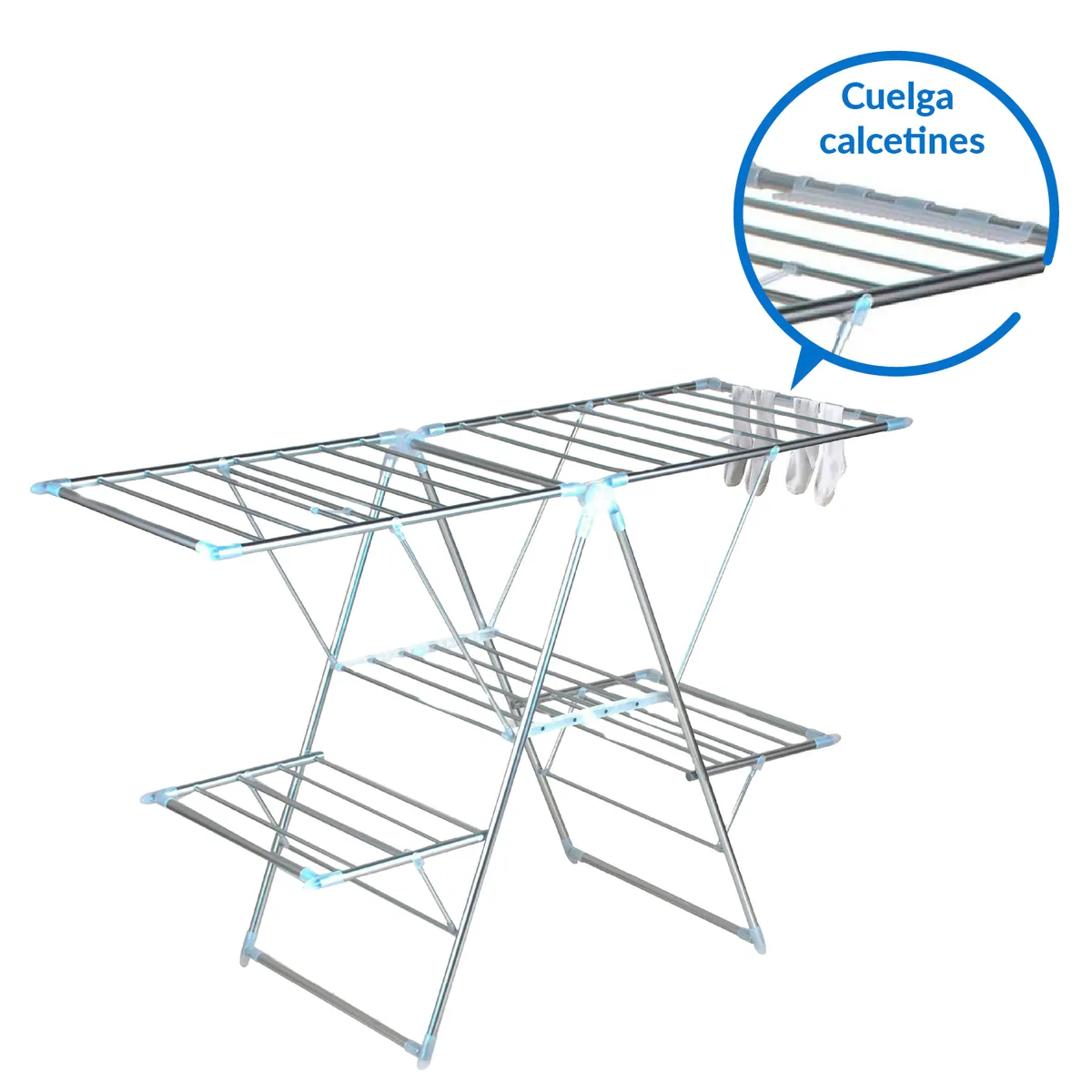 KLEINE WOLKE - Tendedero de Ropa Doble Piso Metal 156x61x97 cm Blanco