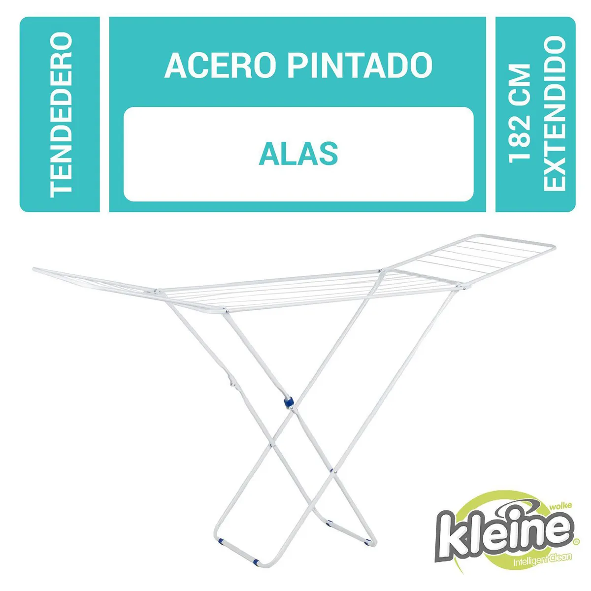 KLEINE WOLKE - Tendedero de Ropa Piso Acero 182x50 cm Blanco
