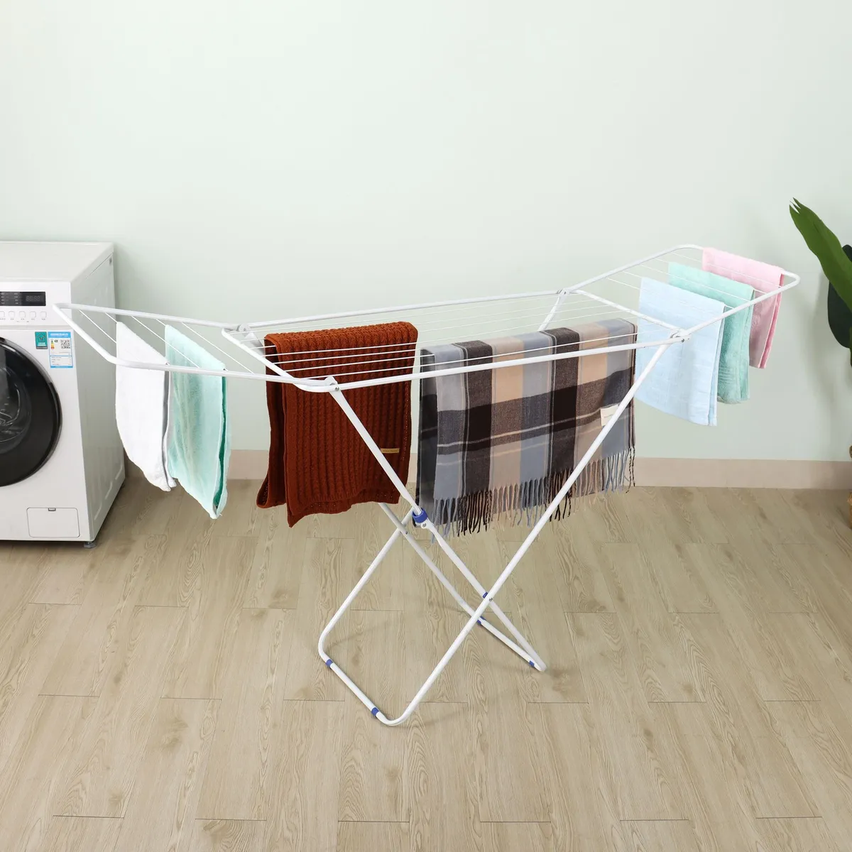 Tendedero de Ropa Piso Acero 182x50 cm Blanco, marca KLEINE WOLKE - Foto 2