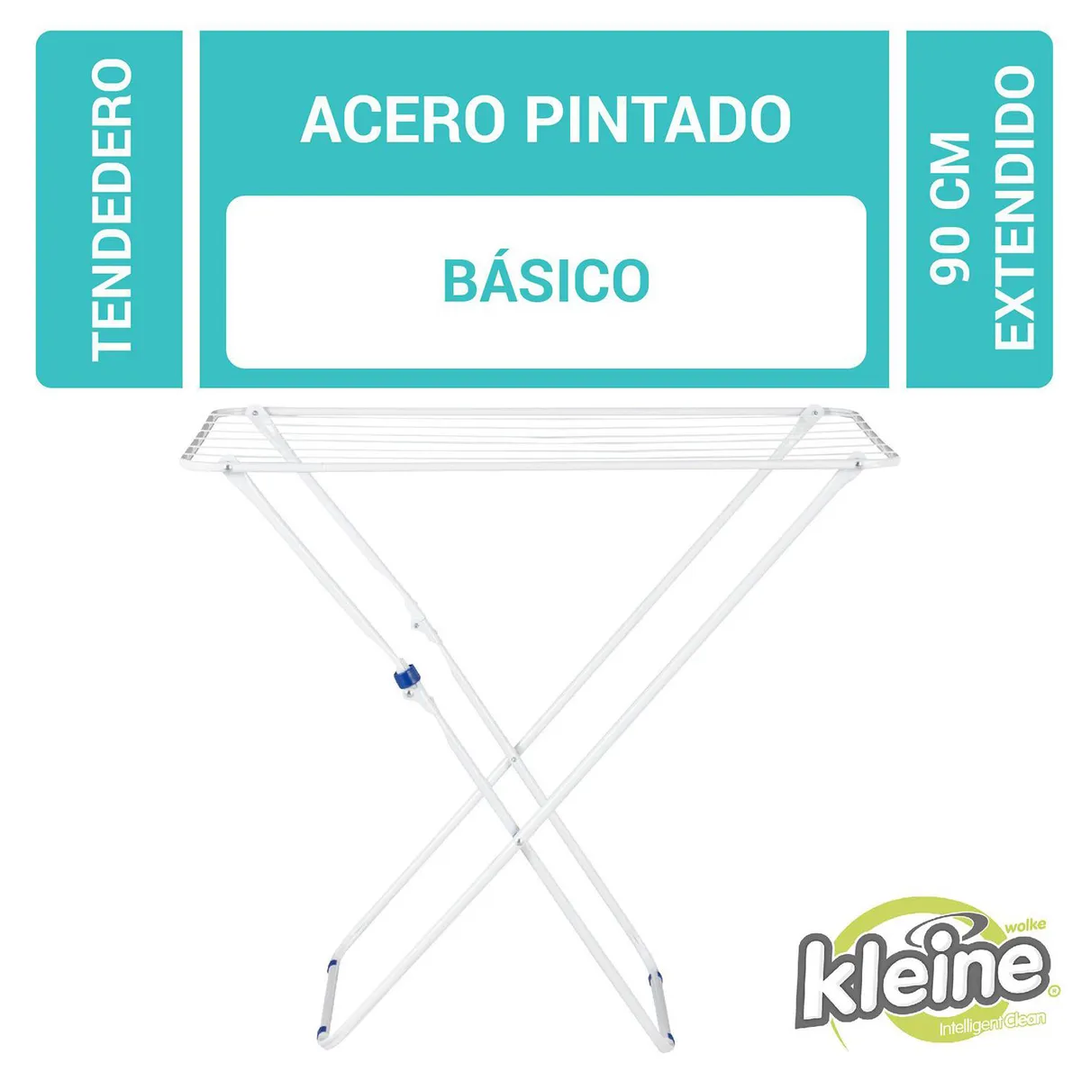 KLEINE WOLKE - Tendedero de Ropa Básico Plegable Acero 90x49 cm Blanco
