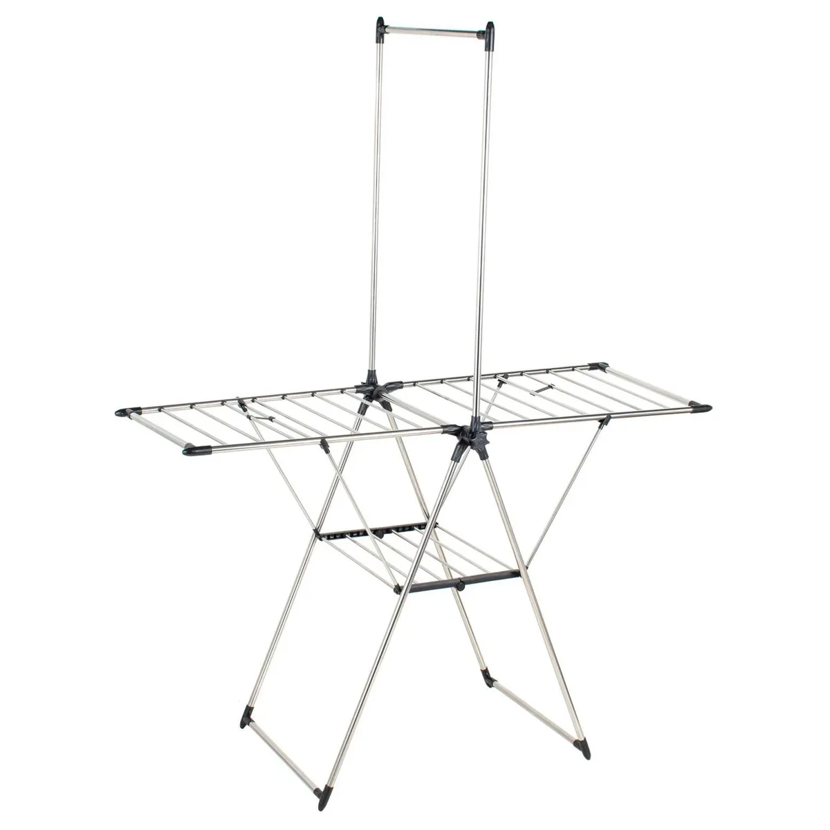 KLEINE WOLKE - Tendedero de Ropa con Colgador Vertical Plegable Acero 156x61x200 cm Cromo