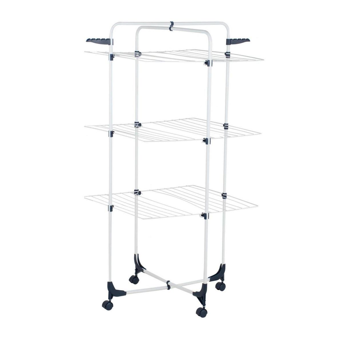 KLEINE WOLKE - Tendedero de Ropa Torre 3 Racks Plegable Acero 70x65x135 cm Blanco