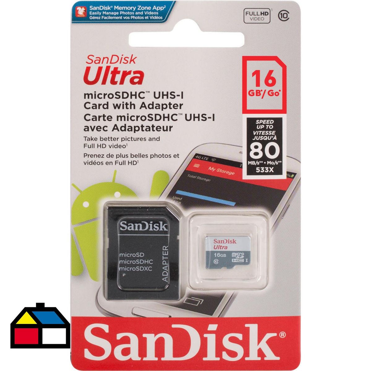 SANDISK - Memoria micro SD 16 GB