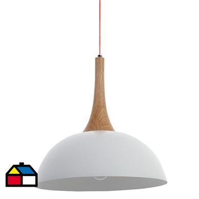 Lmpara de colgar Metal Redonda Madera Blanca