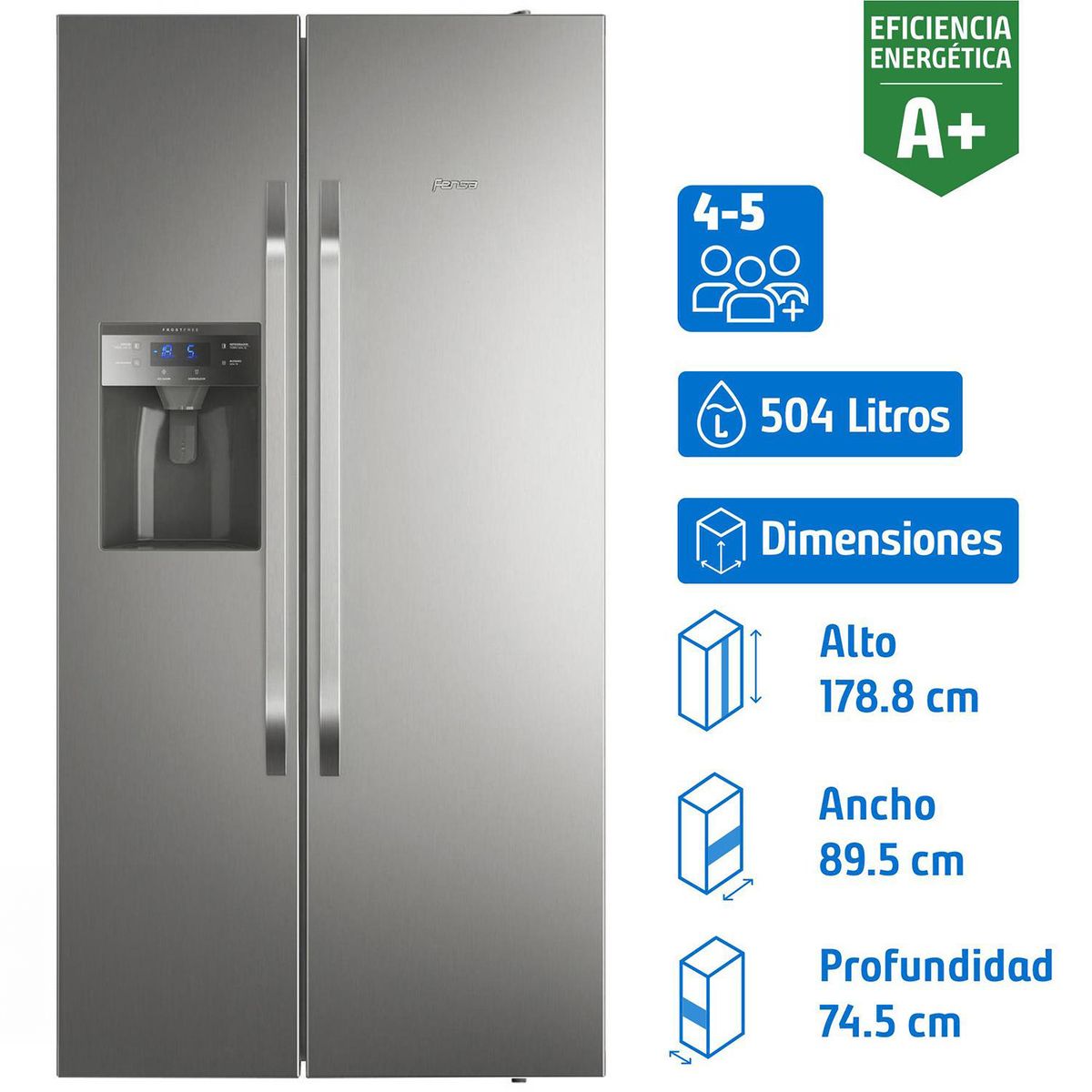 FENSA - Refrigerador 2 Puertas Side by Side No Frost 504 Litros Inox SFX550